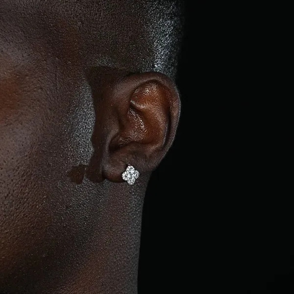 Shining Star Jewelry Men Iced Out Moissanite Flower Shape Cluster Earrings photo-4
