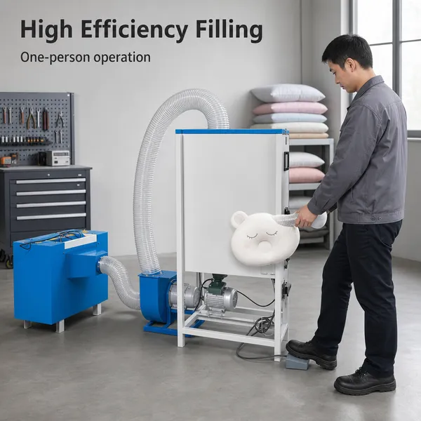 Automatic Plush Toy Stuffing Machine QD-CX-046 Fiber Filling Machine for Pillows and Cushions With Foot Switch