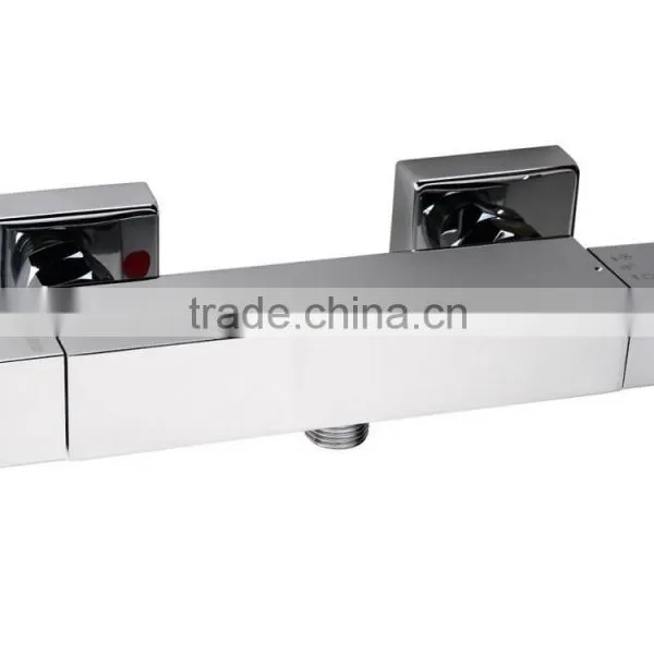 Thermostatic Square Bath Shower Bar Mixer Tap Valve - Chrome Plated Brass Body photo-4