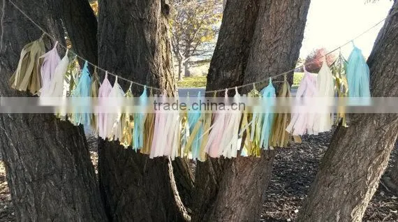 New Years Eve Decoration Handmade TISSUE PAPER TASSEL GARLAND Quality Choice photo-6