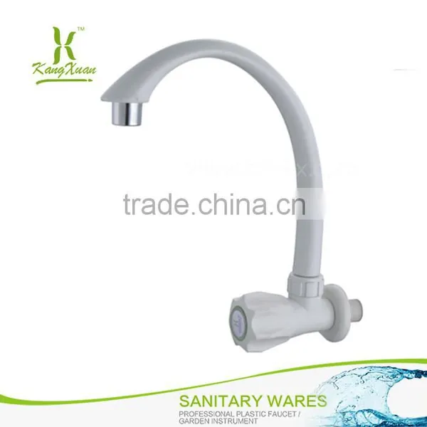 Wall Mounted White Kitchen Faucet Single Cold ABS Water Tap photo-5