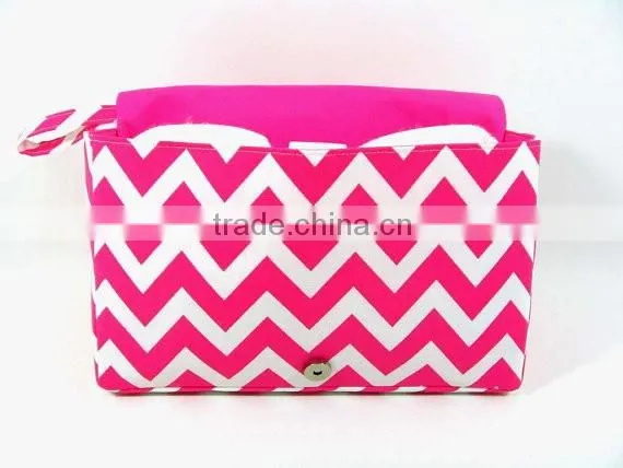 Nappy Bag Organizer Personalized Pink and White Chevron Diaper Bag photo-4