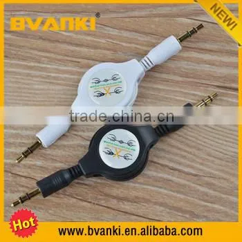 Free Sample Retractable Gold Plated 3.5mm Audio Cable, Aux Cable Gold Plated Colorful 3.5mm Aux Cable for Car,audio Video Cable