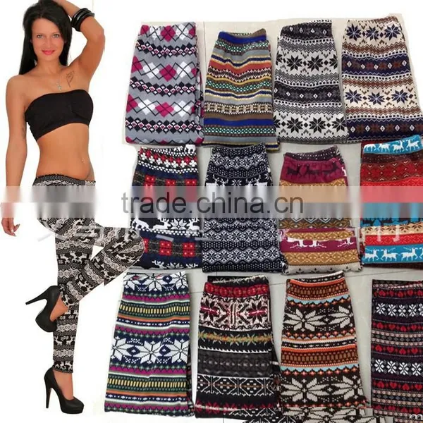 Christmas Leggings, Fleece Inside Leggings ,Chocolate Reindeer Leggings at Stock photo-5