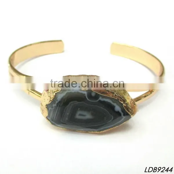2016 Trendy Light Pink Druzy Stone Bangle Bracelet Agate Bangle Quality Choice photo-2