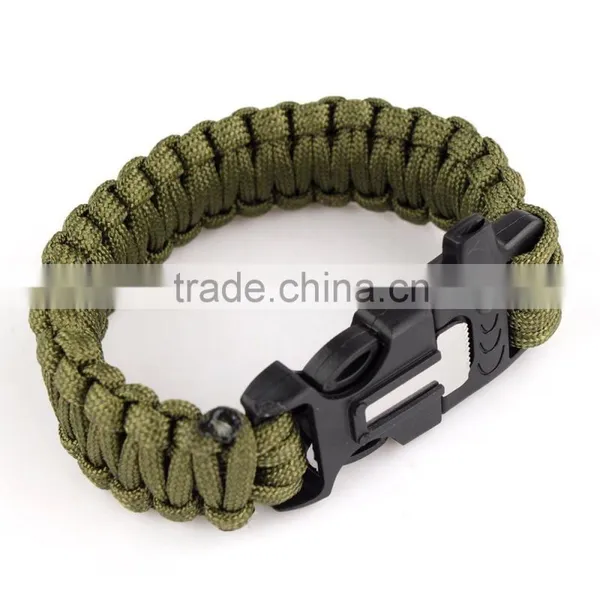 2016 Christmas Gifts Suvival Paracord Bracelet Flint Whistle Buckle