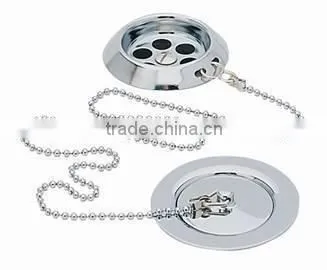 Classic Bathroom Drain and Overflow With Chain Plug Chrome Finish photo-3