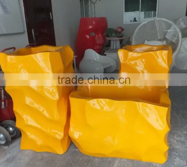 Fiberglass Flower Pot Set of 3 Stone Shape photo-6