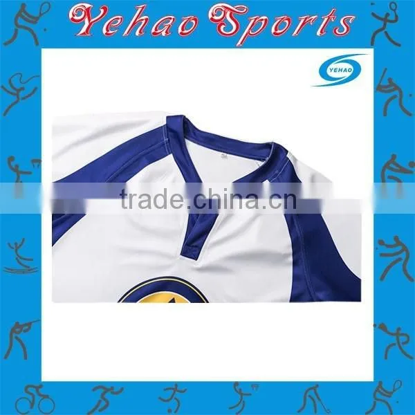 Custom Made Blue White Rugby Jersey With Logo and Number photo-4