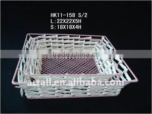 Paper Rope Basket With Iron Frame