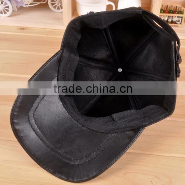 China Supplier pu Leather 6 Panels Hat Cap Baseball Cap Custom Hats Leather Cap for Men Supplier's Choice photo-4