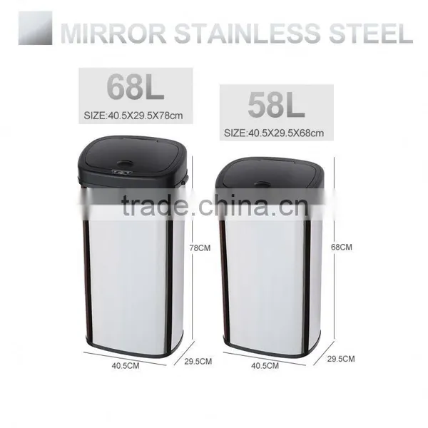 8 10 13 Gallon Infrared Touchless Dustbin Stainless Steel Waste Bin Home Garbage Can SD-007 photo-3