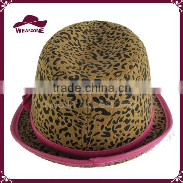 Unisex Fedora Short Brim Leopard Pattern Printed Hat photo-4