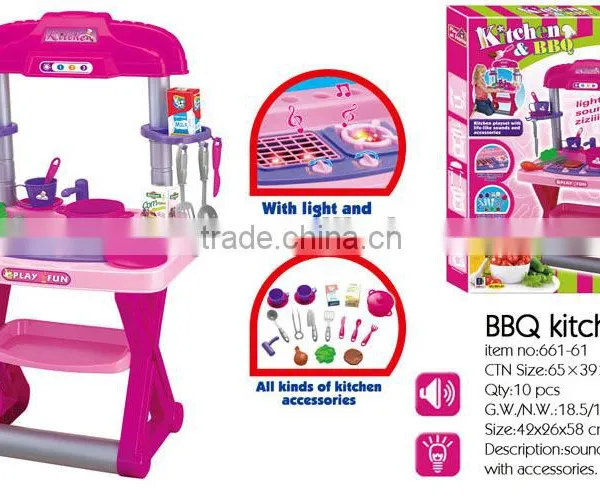 BBQ KITCHEN WITH THE LIGHT AND SOUND FOR KIDS TABLEWARE TOYS