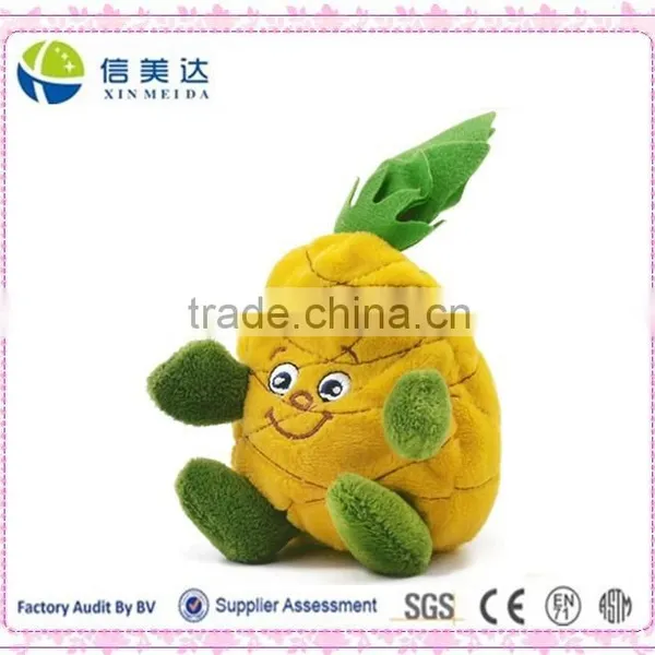 High Quality Safe Funny Fresh Fruit Plush Pineapple Beanbag Children Play Toy