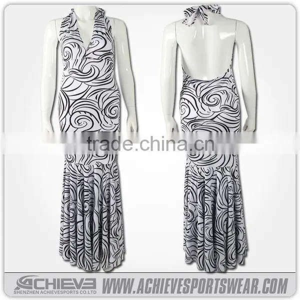 White Printing Long Sexy Casual Colorful Beach Dress