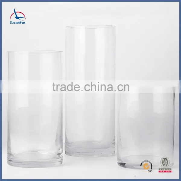 Recycled Home Decoration Clear Glass Cylinder Vases Classic Tall Glass Vases