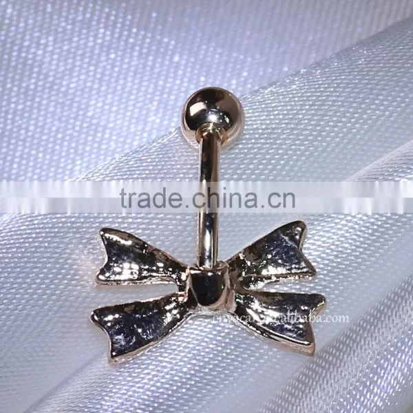 316L Steel Crystal Bowknot Belly Button Rings Adhesive Body Jewelry photo-3
