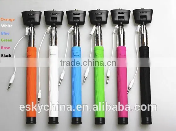 2016 BEST SELLING in China Happy Travel Tourism D09Plus Cable Take Pole Extensible Selfie Stick Handheld Monopod With Mirror photo-3