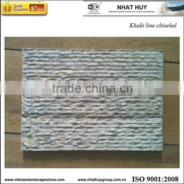 wall cladding stone - Wall cladding - Khaki line chiseled
