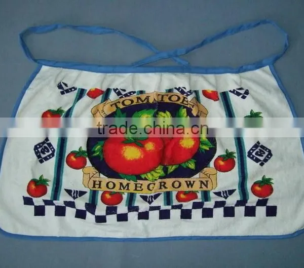 Light Blue Terry Cotton Pigment Printing Waist Apron photo-2