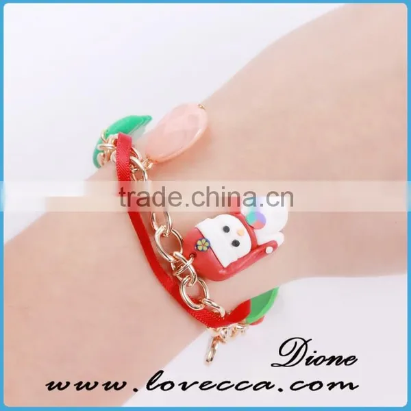 Fashion Merry Christmas Gift Snowman Charm Red Colorful Bracelet photo-5