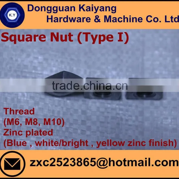 Square Nut Type I (Bicycle Fastener); Zinc Plated (Blue , White/bright , Yellow Zinc Finish ); M4, M8, M10. photo-4