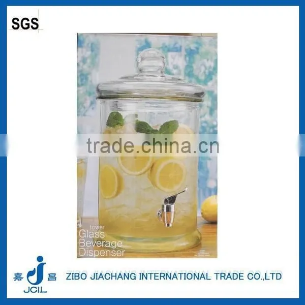 5L Wholesale Glass Drink Dispenser With Tap and Plastic Ring Glass Lid PJ05 photo-3