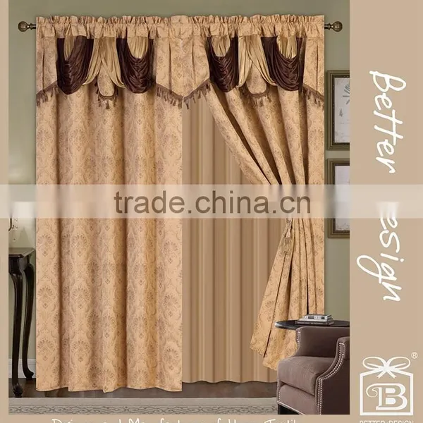 Golden Elegant Living Room Curtain Hometex With Valance
