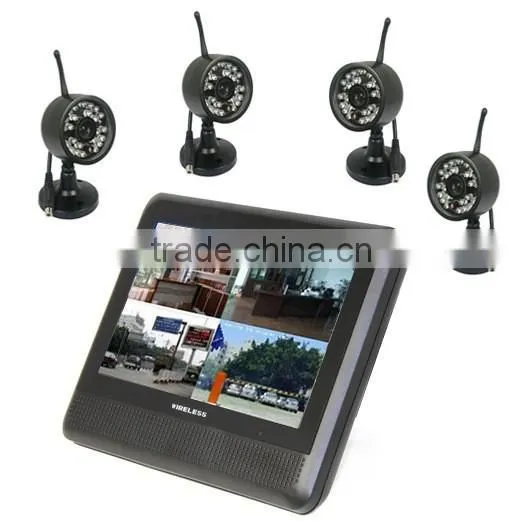 2.4Ghz Digital Video Security System 7'' LCD 4Channels Long Range Camera DVR Kit