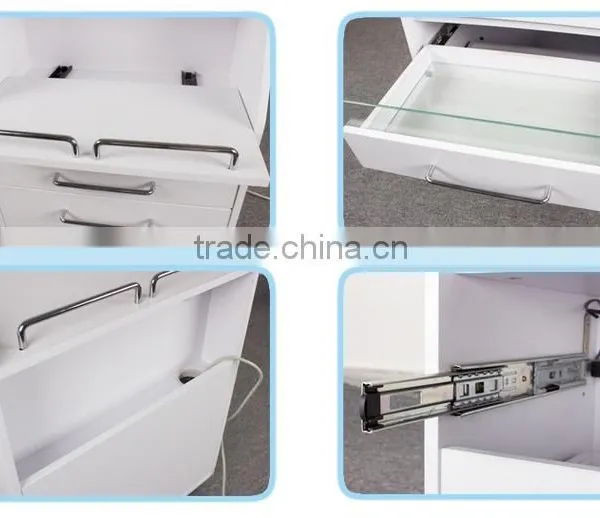 White Wooden UV Sterilization Beauty Nail Salon Trolley photo-3
