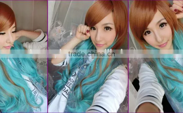 Long Wavy Synthetic Lace Front Hair Wig Rainbow Colorfull Heat Japanese Fiber Glueless Halloween Cosplay Wig photo-5