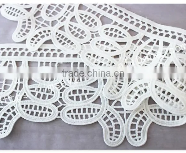 High Quality 13.5cm Width Water Soluble Polyetser Crochet Trim in White photo-4