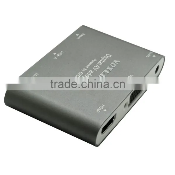 Hot Selling Best Quality VOXLINK Digital AV Adapter With HDMI And VGA+Audio Dual Display Converter Dark Gray photo-3
