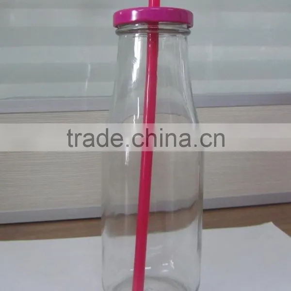 16oz Milk Glass Bottle With Lids, Straws From China photo-2