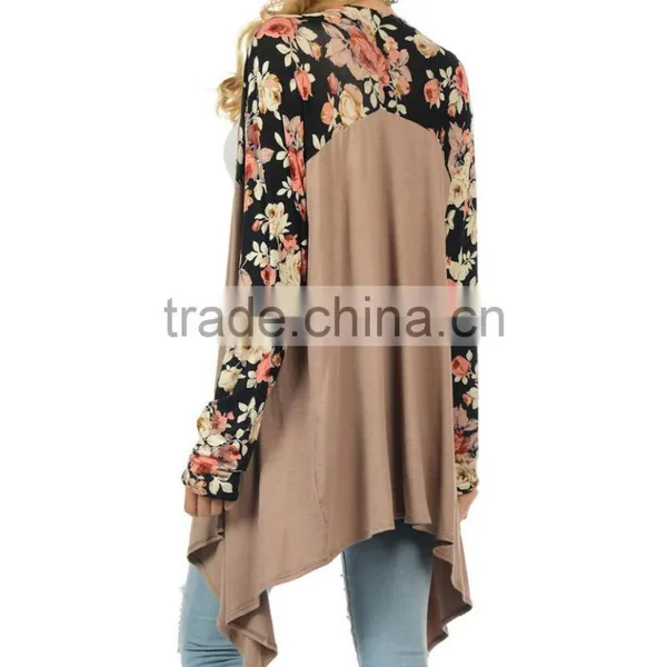 OEM High Quality Women Fashion Plus Size Black Floral Open Cardigan Sweaters With Batwing Sleeve Wholesale Custom Manufacturer photo-4