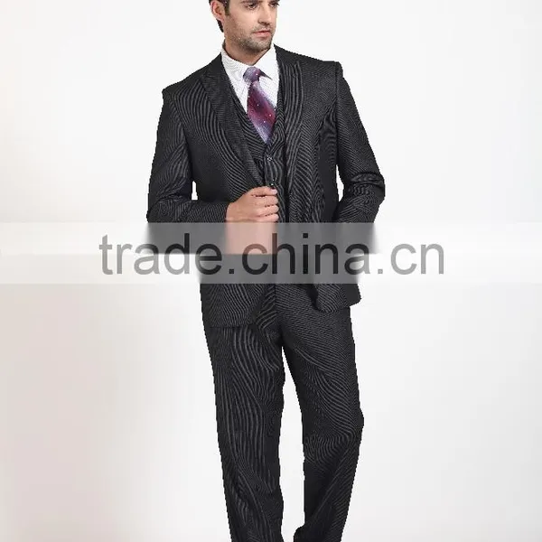 2015 Stripe Fashion 3 Pieces Slim Fit Business Suits for Man photo-2