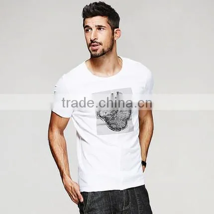 Cotton/spandex Man Black T-shirt Fit Mens Printing T-shirt photo-2