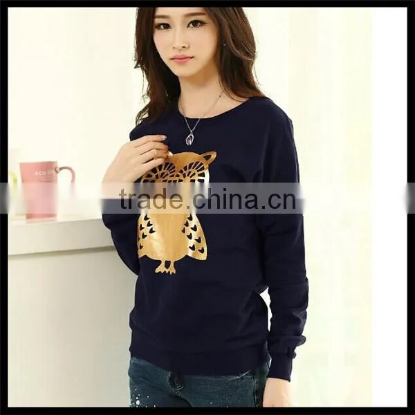 Spring New Design European Style Vogue Owl Printed Crewneck Sweatshirt,women Wear Sweatshirt photo-4