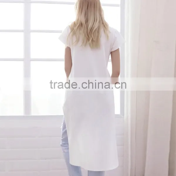 Sleeve Women's Long Sleeve Short Front Long Back t Shirt photo-5