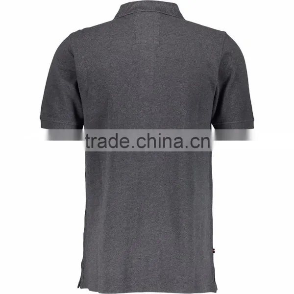 Mens Premium Quality Grey Blank Cotton Polo Shirt With Contrast Buttons photo-2