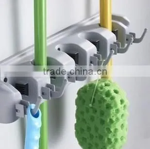 Silver-gray Multi-function Wall Rack Household Good Helper Wall Mounted Plastic Mop Holder