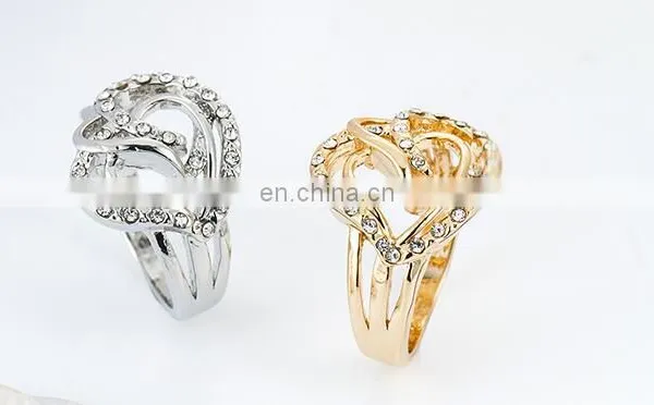Twisty Heart Zircon Alloy Ring Wedding Engagement Rings High Quality Alloy Crystal Ring photo-6