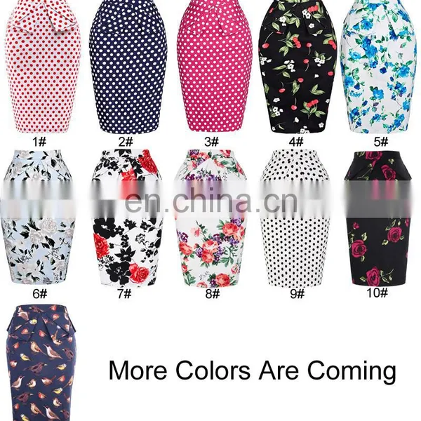 Grace Karin Occident Women's Hips-Wrapped Vintage Retro Cotton Printed Pencil Skirt CL008928-10 photo-5