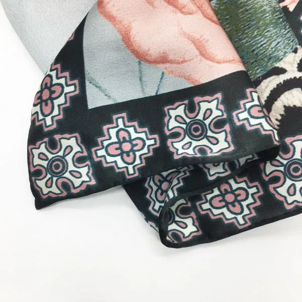 Custom Logo Design Digital Printing On Silk Scarf photo-4