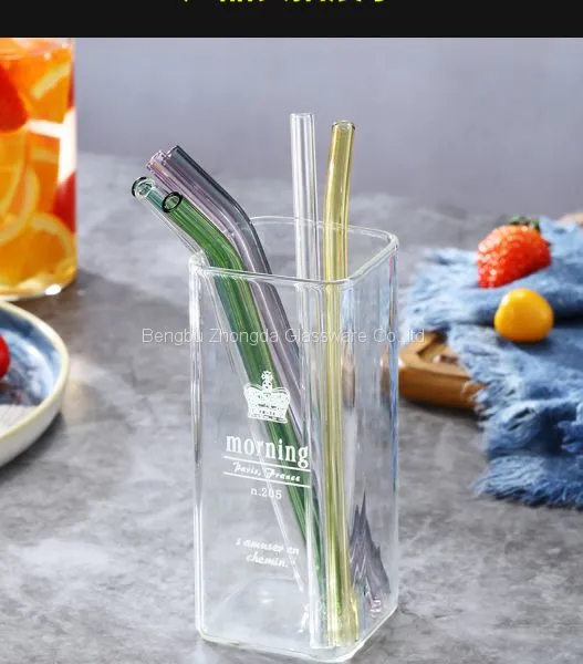 Recyclable Clear & Colored Customization 8mmx200mm Custom Logo Glass Drinking Straw Custom Glass Straw photo-2