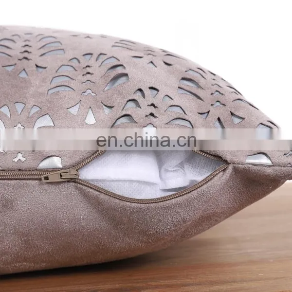 Geometric Pattern Laser Cutting for Decorative Pillow Case Home Suede Grey Decor Square Pillowcase photo-6