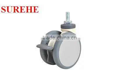 Dual Wheel Caster, Double Wheel Central Locking Caster,plastic Double Wheel Casters, Hospital Trolley Wheel Caster