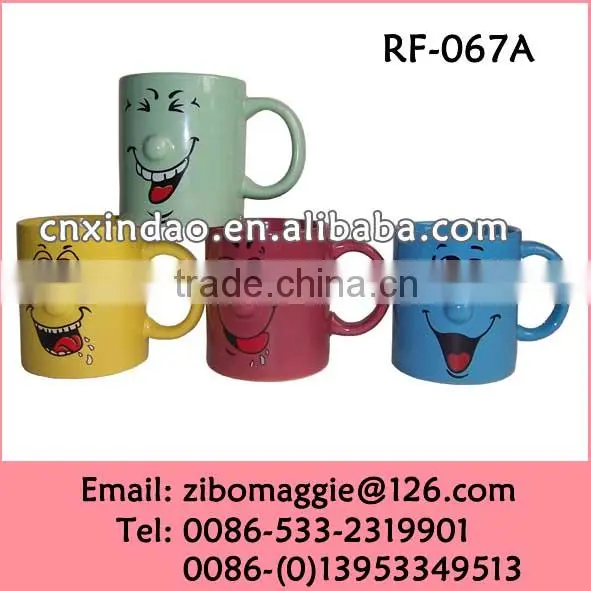 Colored U Shape Ceramic Cup With Nose for Daily Use Ceramic Coffee Cup
