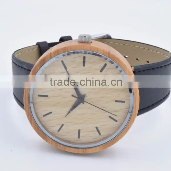 Wholesale Customized Personalized Fashion Wood Case Watch Men Custom Logo Wrist Watch With Leather Band photo-4